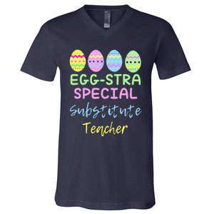 Eggstra Special Substitute Teacher Easter Christmas V-Neck T-Shirt