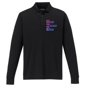 Eat Sleep Ski Cool Gift Performance Long Sleeve Polo