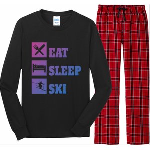 Eat Sleep Ski Cool Gift Long Sleeve Pajama Set