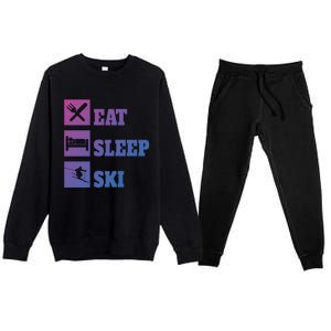 Eat Sleep Ski Cool Gift Premium Crewneck Sweatsuit Set