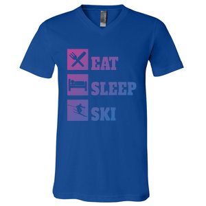 Eat Sleep Ski Cool Gift V-Neck T-Shirt