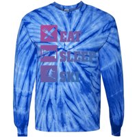 Eat Sleep Ski Cool Gift Tie-Dye Long Sleeve Shirt