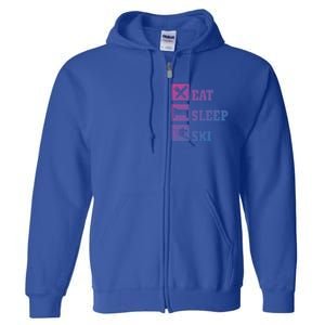 Eat Sleep Ski Cool Gift Full Zip Hoodie