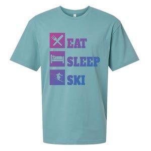 Eat Sleep Ski Cool Gift Sueded Cloud Jersey T-Shirt