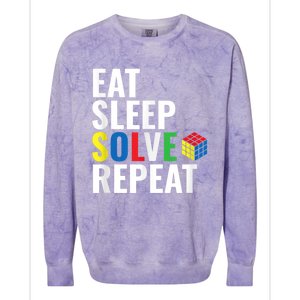 Eat Sleep Solve Repeat Speed Cubing Puzzle Cube Colorblast Crewneck Sweatshirt