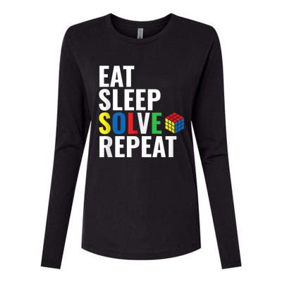 Eat Sleep Solve Repeat Speed Cubing Puzzle Cube Womens Cotton Relaxed Long Sleeve T-Shirt