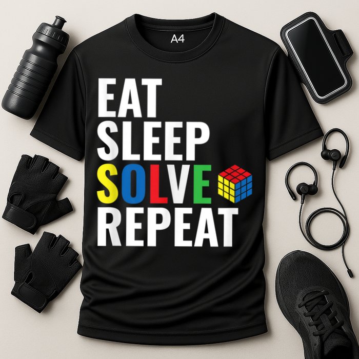 Eat Sleep Solve Repeat Speed Cubing Puzzle Cube Cooling Performance Crew T-Shirt