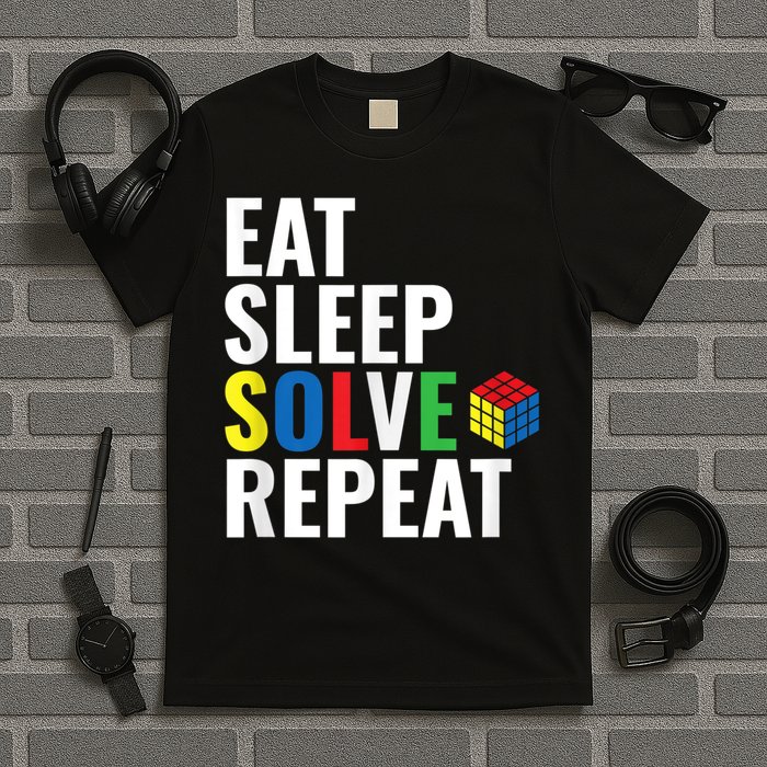 Eat Sleep Solve Repeat Speed Cubing Puzzle Cube T-Shirt