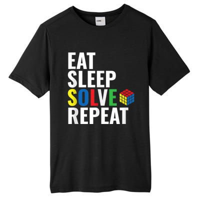 Eat Sleep Solve Repeat Speed Cubing Puzzle Cube Tall Fusion ChromaSoft Performance T-Shirt