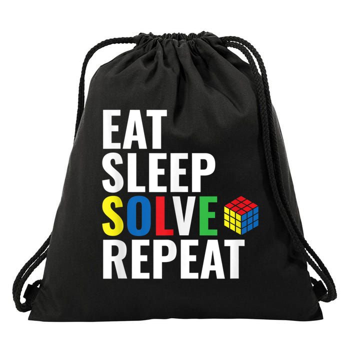Eat Sleep Solve Repeat Speed Cubing Puzzle Cube Drawstring Bag