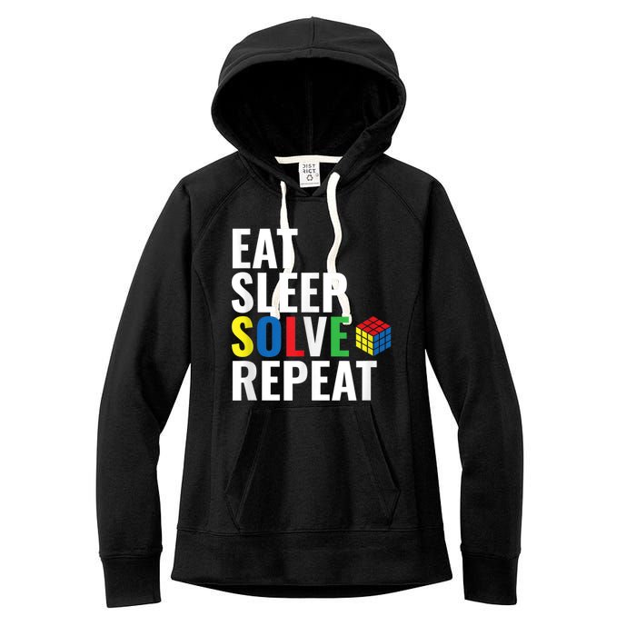 Eat Sleep Solve Repeat Speed Cubing Puzzle Cube Women's Fleece Hoodie