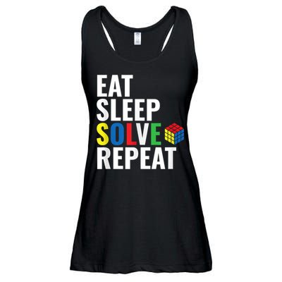 Eat Sleep Solve Repeat Speed Cubing Puzzle Cube Ladies Essential Flowy Tank