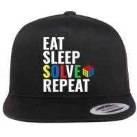 Eat Sleep Solve Repeat Speed Cubing Puzzle Cube Flat Bill Trucker Hat