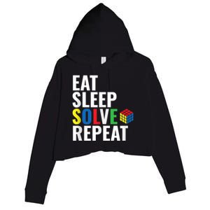 Eat Sleep Solve Repeat Speed Cubing Puzzle Cube Crop Fleece Hoodie