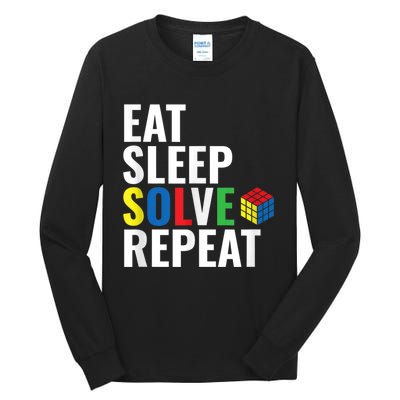 Eat Sleep Solve Repeat Speed Cubing Puzzle Cube Tall Long Sleeve T-Shirt