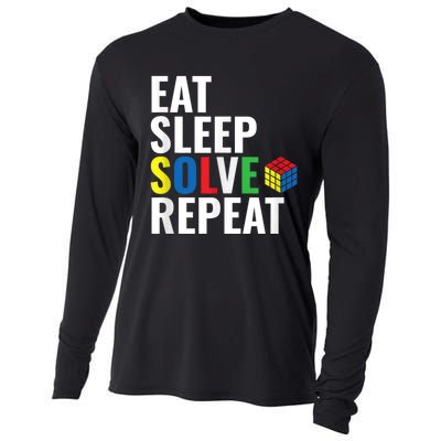 Eat Sleep Solve Repeat Speed Cubing Puzzle Cube Cooling Performance Long Sleeve Crew