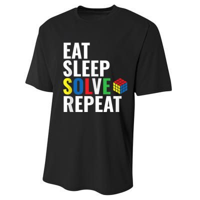 Eat Sleep Solve Repeat Speed Cubing Puzzle Cube Performance Sprint T-Shirt