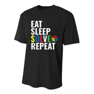 Eat Sleep Solve Repeat Speed Cubing Puzzle Cube Youth Performance Sprint T-Shirt