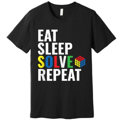 Eat Sleep Solve Repeat Speed Cubing Puzzle Cube Premium T-Shirt