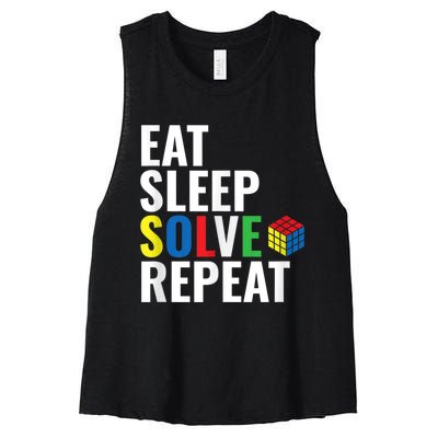 Eat Sleep Solve Repeat Speed Cubing Puzzle Cube Women's Racerback Cropped Tank