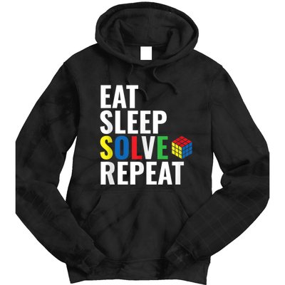 Eat Sleep Solve Repeat Speed Cubing Puzzle Cube Tie Dye Hoodie