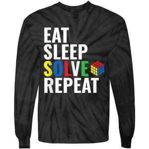 Eat Sleep Solve Repeat Speed Cubing Puzzle Cube Tie-Dye Long Sleeve Shirt