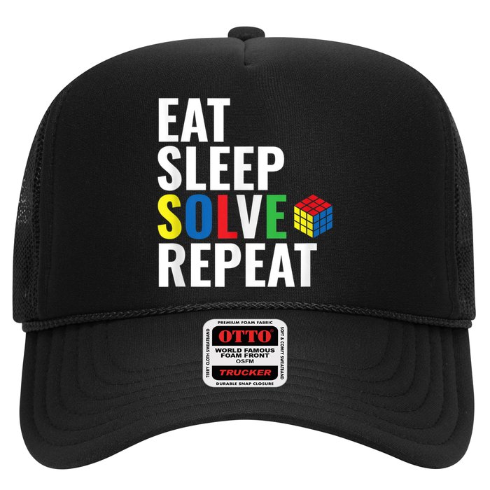 Eat Sleep Solve Repeat Speed Cubing Puzzle Cube Trucker Hat