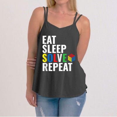 Eat Sleep Solve Repeat Speed Cubing Puzzle Cube Women's Strappy Tank