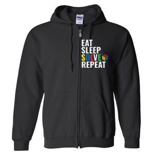 Eat Sleep Solve Repeat Speed Cubing Puzzle Cube Full Zip Hoodie