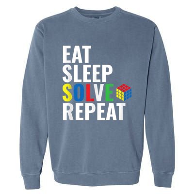 Eat Sleep Solve Repeat Speed Cubing Puzzle Cube Garment-Dyed Sweatshirt