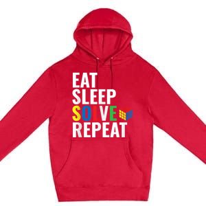 Eat Sleep Solve Repeat Speed Cubing Puzzle Cube Premium Pullover Hoodie