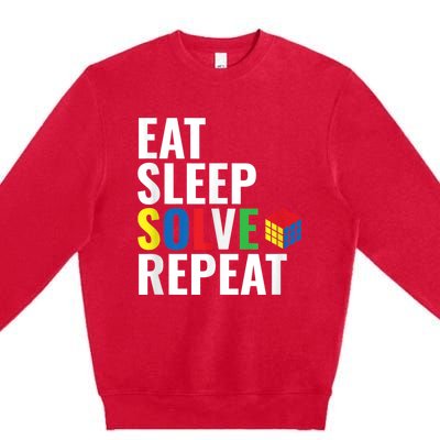 Eat Sleep Solve Repeat Speed Cubing Puzzle Cube Premium Crewneck Sweatshirt