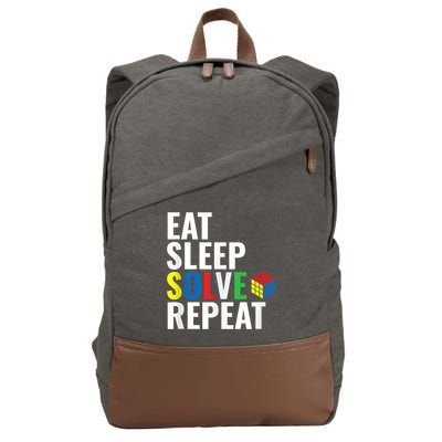 Eat Sleep Solve Repeat Speed Cubing Puzzle Cube Cotton Canvas Backpack