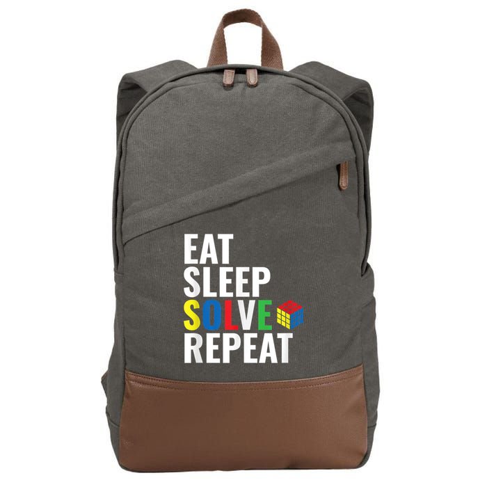 Eat Sleep Solve Repeat Speed Cubing Puzzle Cube Cotton Canvas Backpack