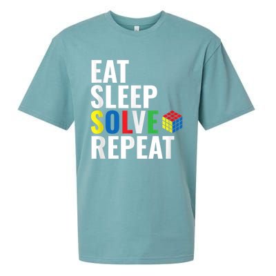 Eat Sleep Solve Repeat Speed Cubing Puzzle Cube Sueded Cloud Jersey T-Shirt