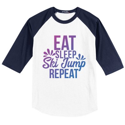 Eat Sleep Ski Jump Repeat Motivational Gift Ace057a Gift Baseball Sleeve Shirt