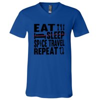 Eat Sleep Space Travel Repeat Cute Gift Funny Space Ship Gift V-Neck T-Shirt