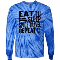 Eat Sleep Space Travel Repeat Cute Gift Funny Space Ship Gift Tie-Dye Long Sleeve Shirt