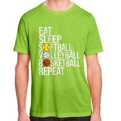 Eat Sleep Softball Volleyball Basketball Repeat Funny Sport Adult ChromaSoft Performance T-Shirt