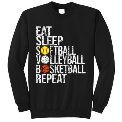 Eat Sleep Softball Volleyball Basketball Repeat Funny Sport Sweatshirt