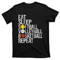 Eat Sleep Softball Volleyball Basketball Repeat Funny Sport T-Shirt