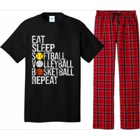 Eat Sleep Softball Volleyball Basketball Repeat Funny Sport Pajama Set