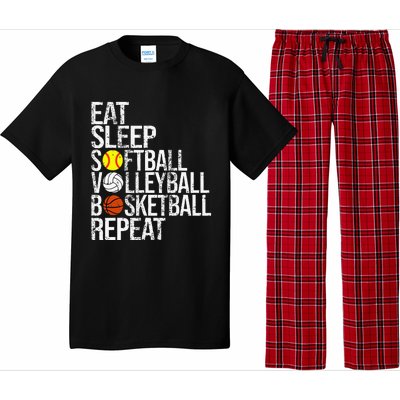 Eat Sleep Softball Volleyball Basketball Repeat Funny Sport Pajama Set