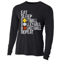 Eat Sleep Softball Volleyball Basketball Repeat Funny Sport Cooling Performance Long Sleeve Crew