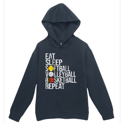 Eat Sleep Softball Volleyball Basketball Repeat Funny Sport Urban Pullover Hoodie