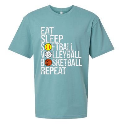 Eat Sleep Softball Volleyball Basketball Repeat Funny Sport Sueded Cloud Jersey T-Shirt