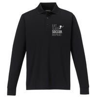 Eat Sleep Soccer Repeat - Soccer Graphic Performance Long Sleeve Polo