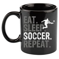 Eat Sleep Soccer Repeat - Soccer Graphic 11oz C Handle Ceramic Mug
