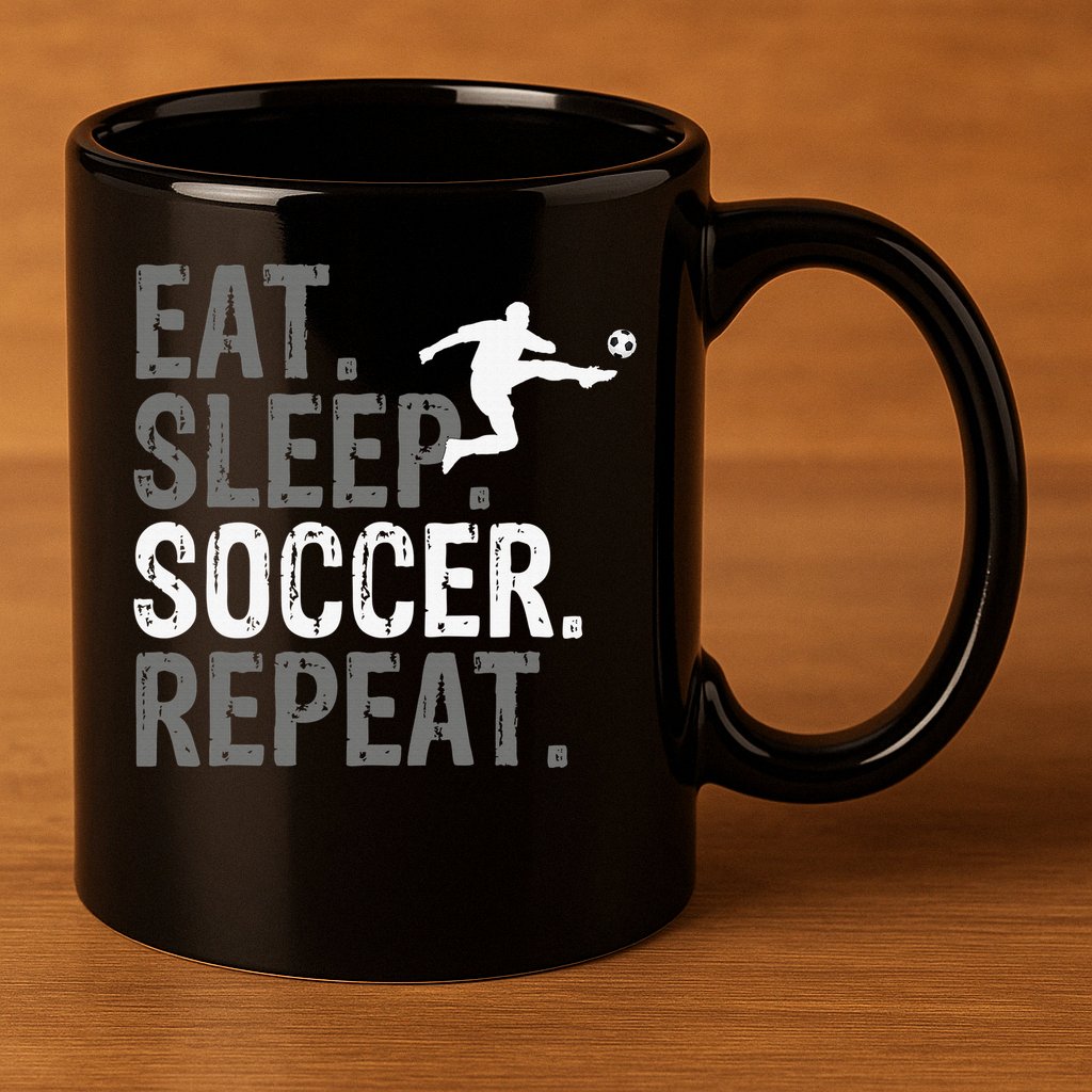 Eat Sleep Soccer Repeat - Soccer Graphic 11oz C Handle Ceramic Mug