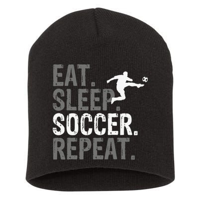 Eat Sleep Soccer Repeat - Soccer Graphic Short Acrylic Beanie